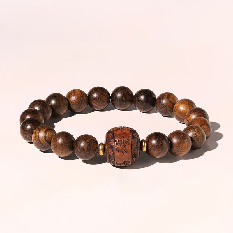 Rosewood Auspicious Clouds Totem Fu Character Bamboo Pattern Warmth Bracelet - Image 11