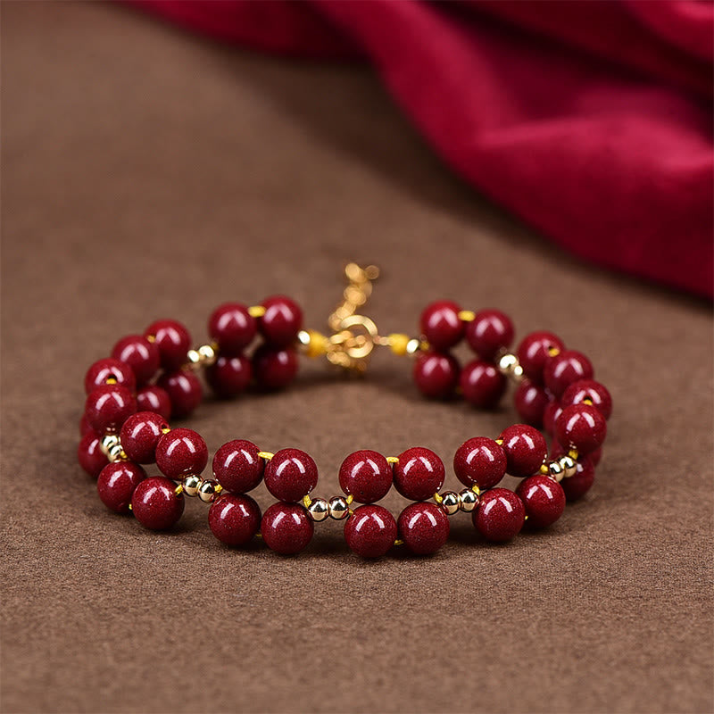 Natural Cinnabar Beaded Blessing Bracelet