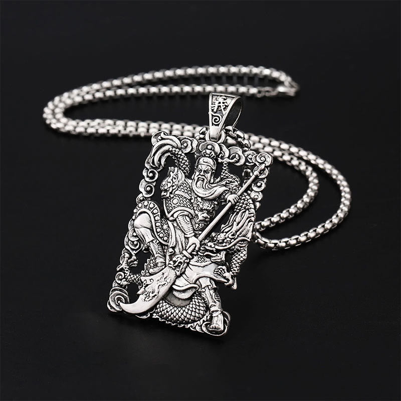 Guan Gong Dragon Auspicious Clouds Wealth Necklace Pendant - Image 2