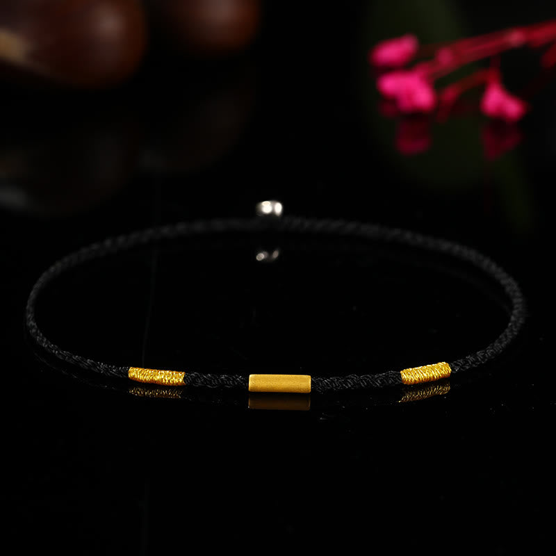 999 Gold Bead Handmade Four Thread Wishful Knots Braided Protection Bracelet - Image 9