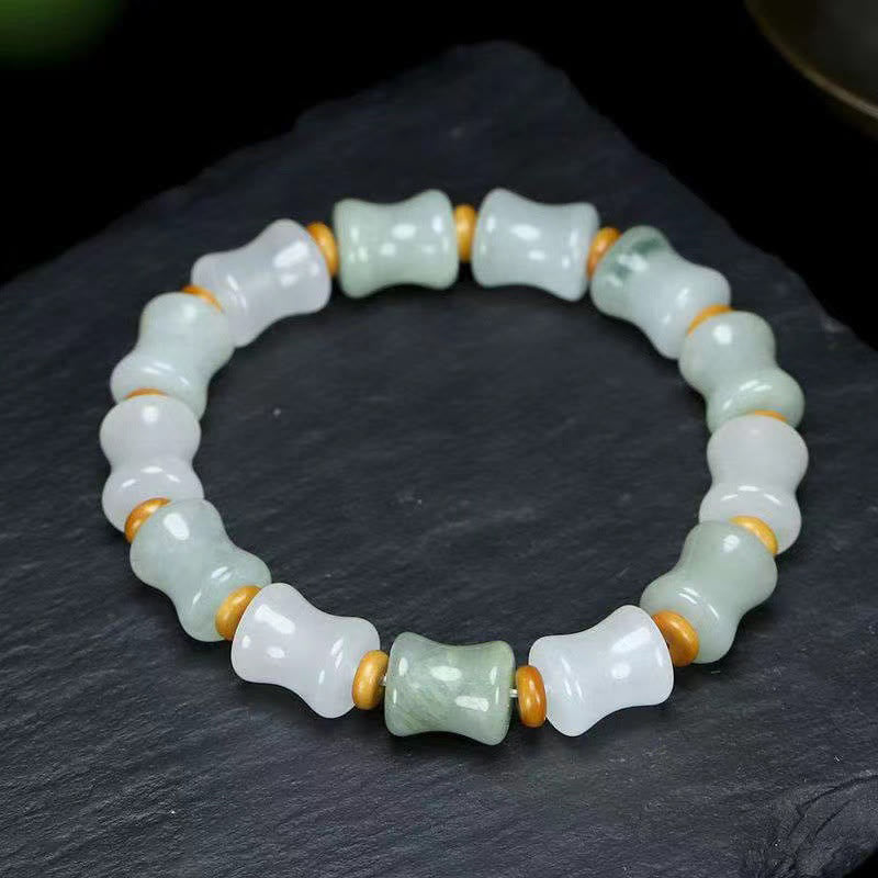 Jade Coconut Shell Bamboo Pattern Abundance Luck Bracelet