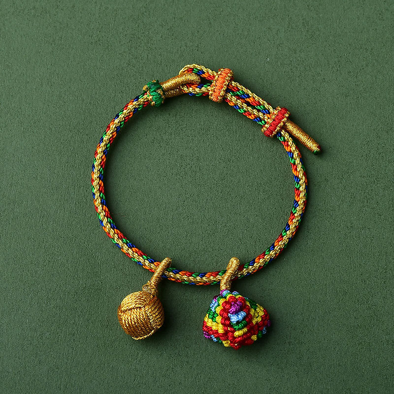 Colorful Rope Luck Handmade Zongzi Golden Ball Charm Bracelet - Image 18