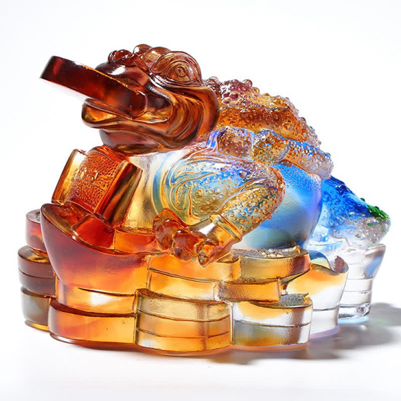 Feng Shui Frog Handmade Liuli Crystal Art Piece Wealth Home Office Decoration - Image 14