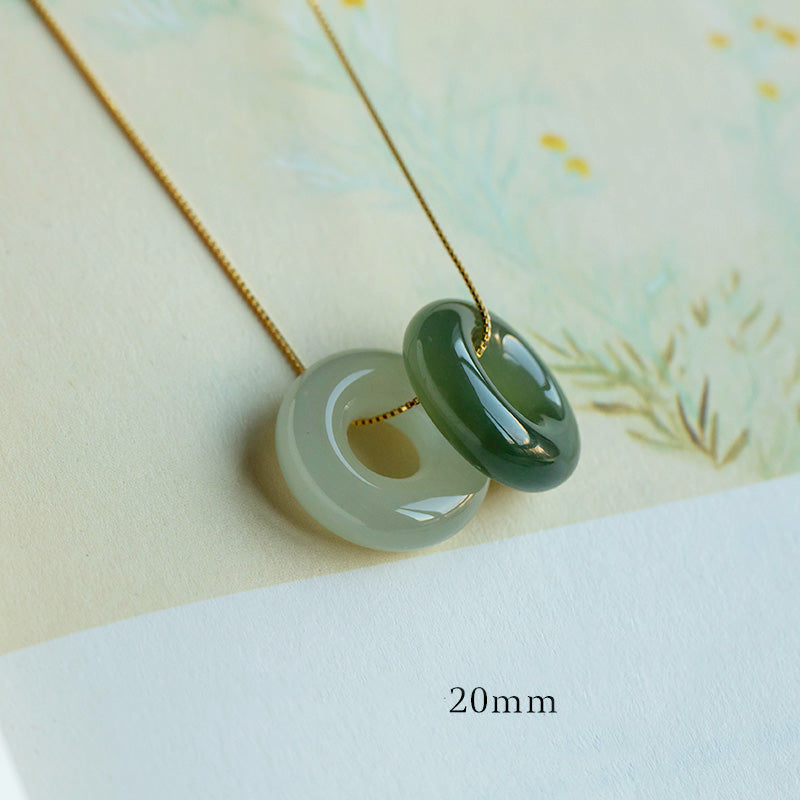 Natural Round Jade Peace Buckle Luck Abundance Necklace Pendant - Image 22