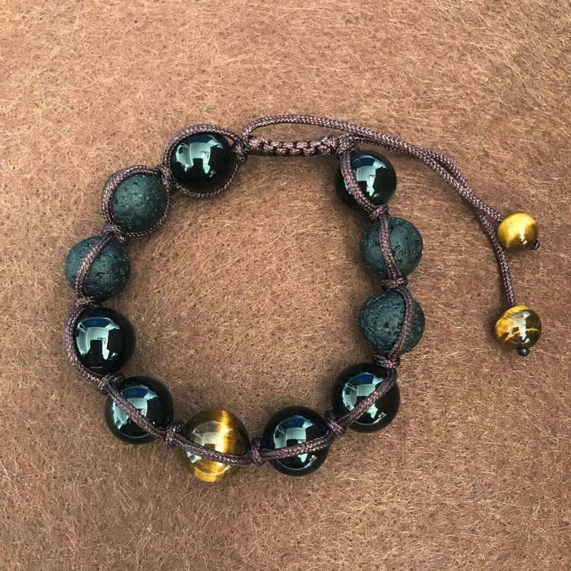 Lava Rock Tiger Eye Stone Support Healing String Bracelet