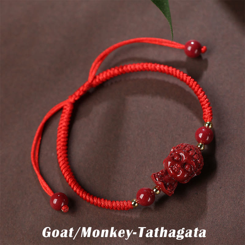 Chinese Zodiac Natal Buddha Cinnabar Amulet Blessing String Bracelet - Image 10