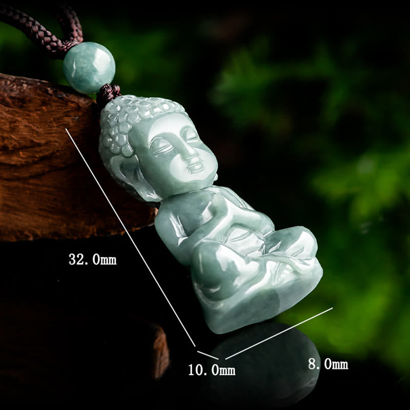 Natural Jade Meditation Buddha Amulet Serenity Necklace Pendant - Image 7