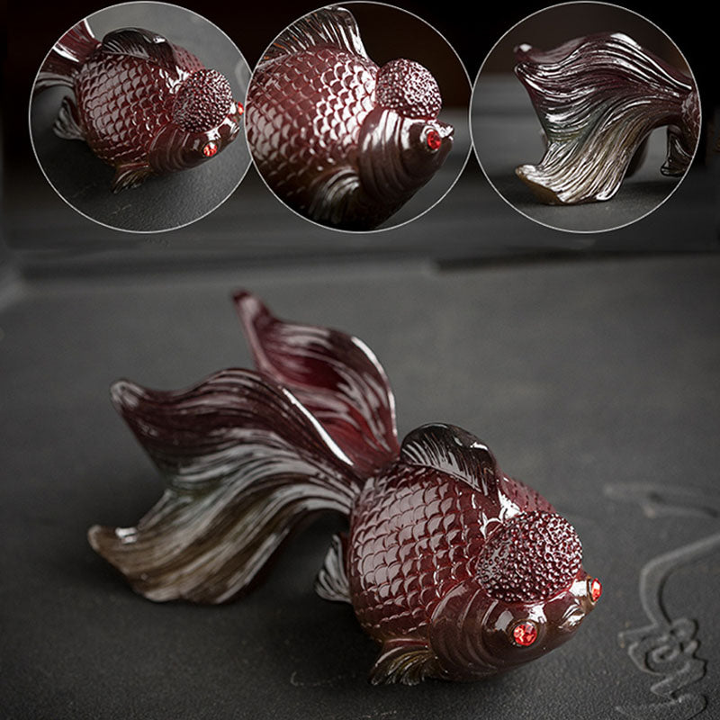Color Changing Koi Fish Resin Tea Pet Wealth Home Figurine Decoration - Image 7