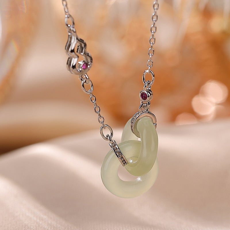 925 Sterling Silver Round Jade Luck Prosperity Necklace Chain Pendant - Image 8