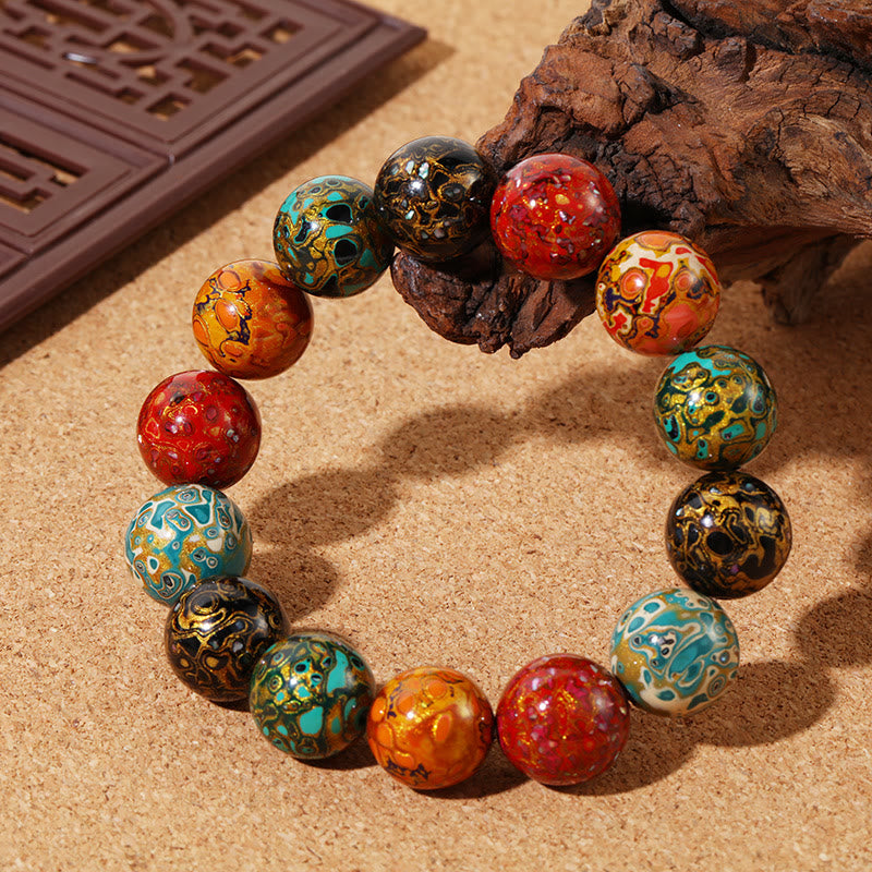Natural Multicolored Lacquer Beads Calm Bracelet