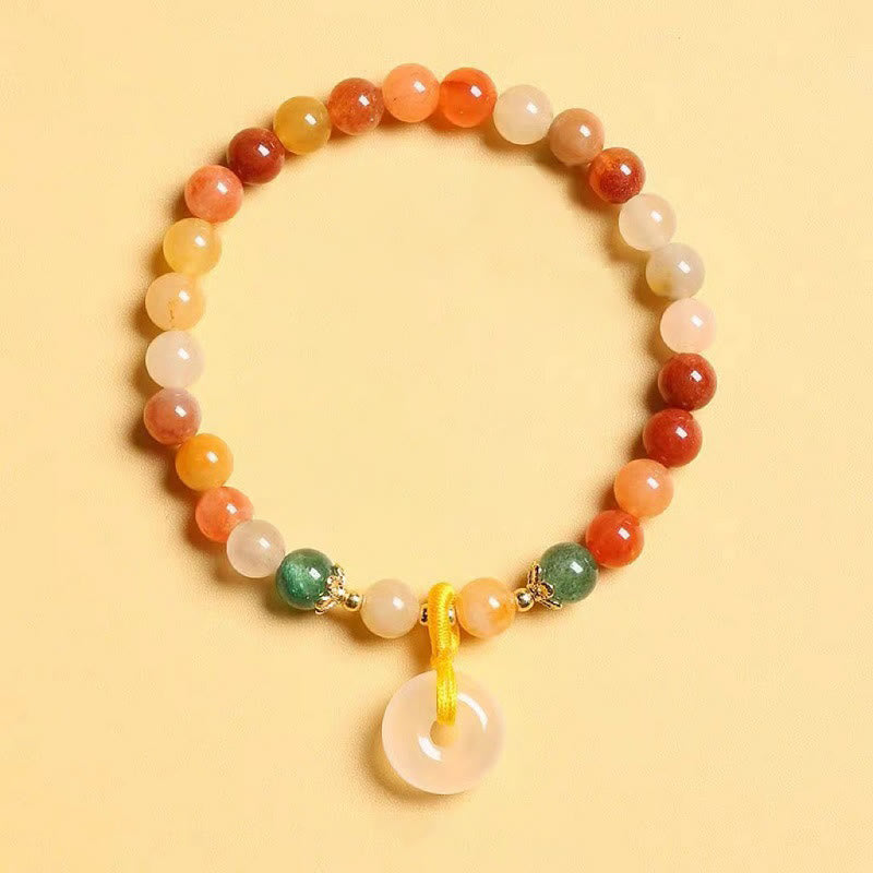 14K Gold Plated Colorful Golden Silk Jade Peace Buckle Wealth Bracelet