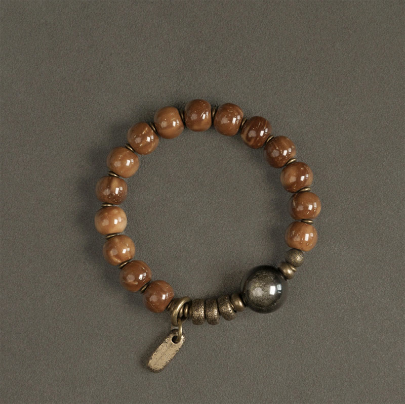Kuka Seed Tiger Eye Gold Sheen Obsidian Copper Wealth Luck Bracelet - Image 10