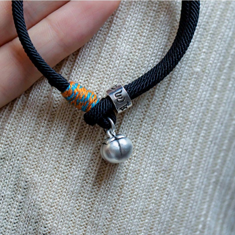 925 Sterling Silver Tibetan Handmade Om Mani Padme Hum Persimmon Charm Luck Protection Braided Bracelet - Image 4