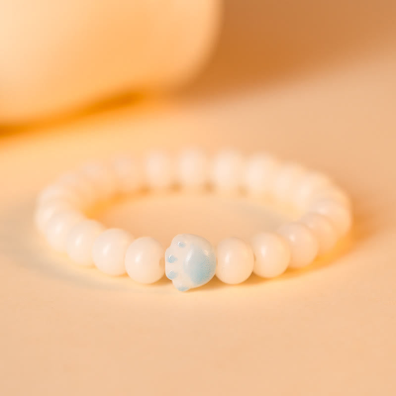 Natural Bodhi Seed Lovely Paw Lucky Cat Paw Peace Bracelet - Image 9