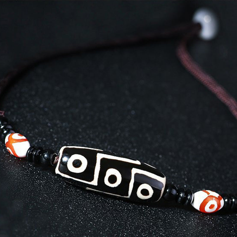Tibetan Nine-Eye Dzi Bead Protection String Necklace - Image 4
