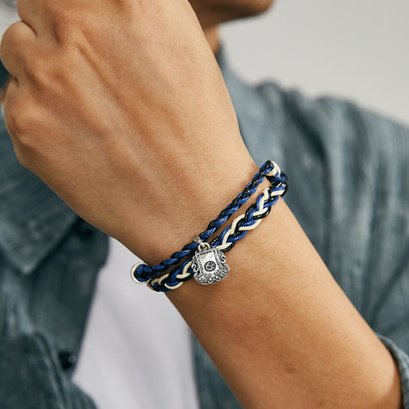 925 Sterling Silver Om Mani Padme Hum Swastika Handmade Protection Bracelet - Image 5