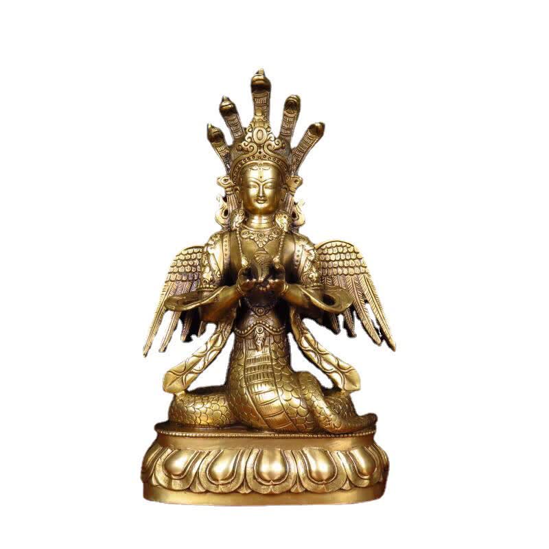 Bodhisattva Nuwa The Snake Fairy Protection Copper Statue Decoration - Image 3