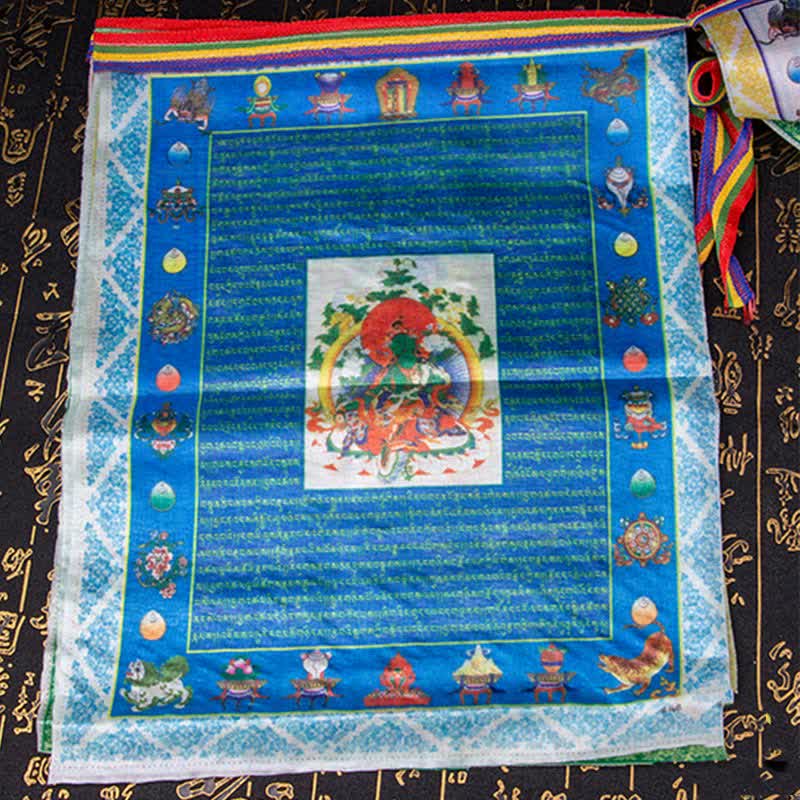 Tibetan 5 Colors Windhorse Buddha Tara Scriptures Healing Auspicious Outdoor Prayer Flag - Image 18