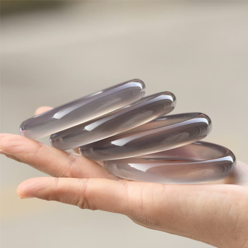 Natural Gray Chalcedony Harmony Bangle Bracelet - Image 5