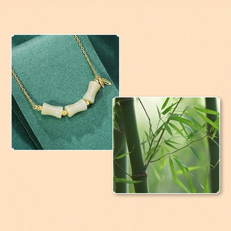 925 Sterling Silver Hetian Jade Bamboo Fu Character Prosperity Necklace Pendant Bracelet - Image 7