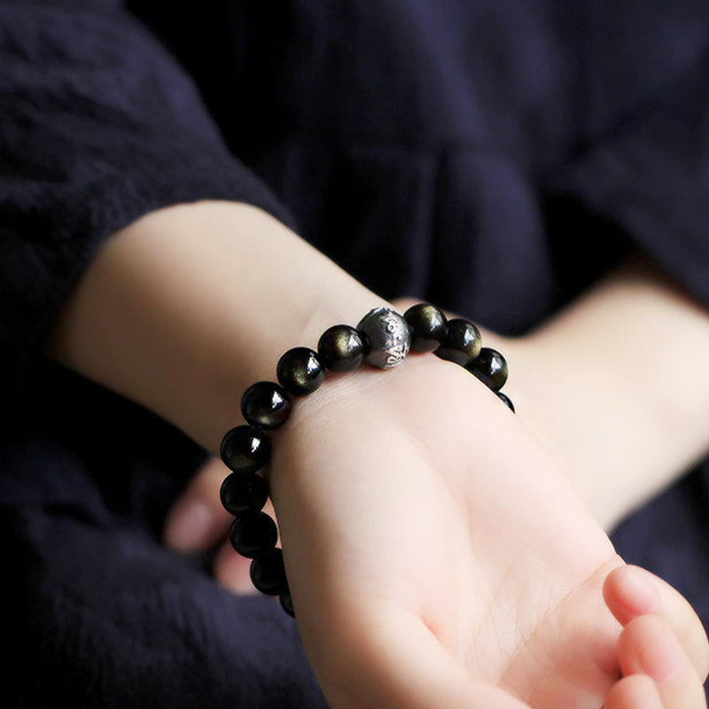 Chinese Zodiac Natal Buddha Obsidian Purification Bracelet - Image 4