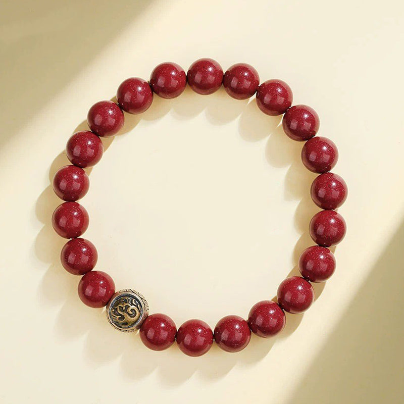 925 Sterling Silver Natural Cinnabar Four Beasts Blessing Bracelet - Image 9