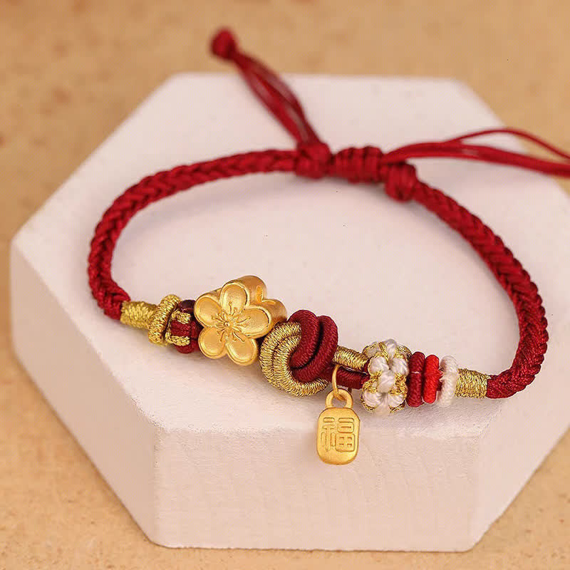 Peach Blossom Happiness Charm Luck Red String Bracelet - Image 5