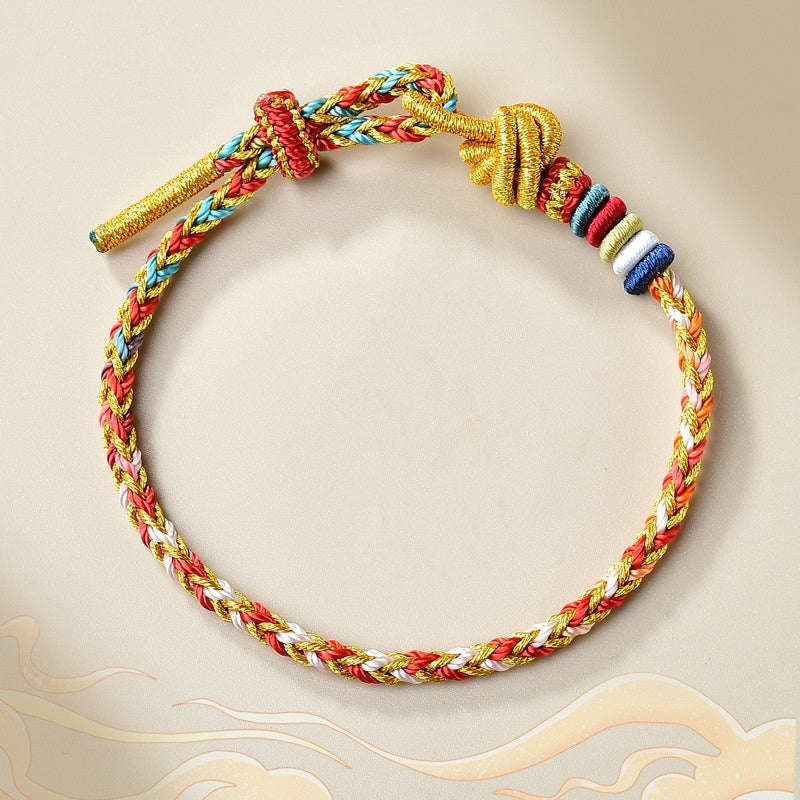 Handcrafted Colorful Gold Healing Braid Rope Bracelet