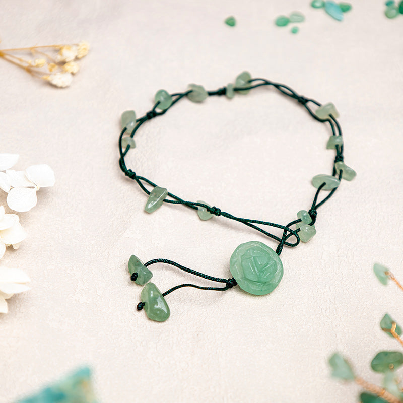 Amethyst Pink Crystal Green Aventurine Rose Inner Peace Healing Anklet - Image 15