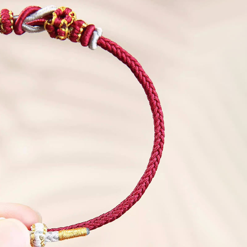 Handmade Peach Blossom Knot Eight Thread Peace Knot Luck Protection Bracelet - Image 11