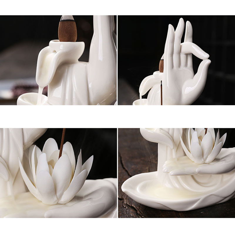 Buddha StonesTibetan Lotus Blessing Incense Burner Decoration - Image 19