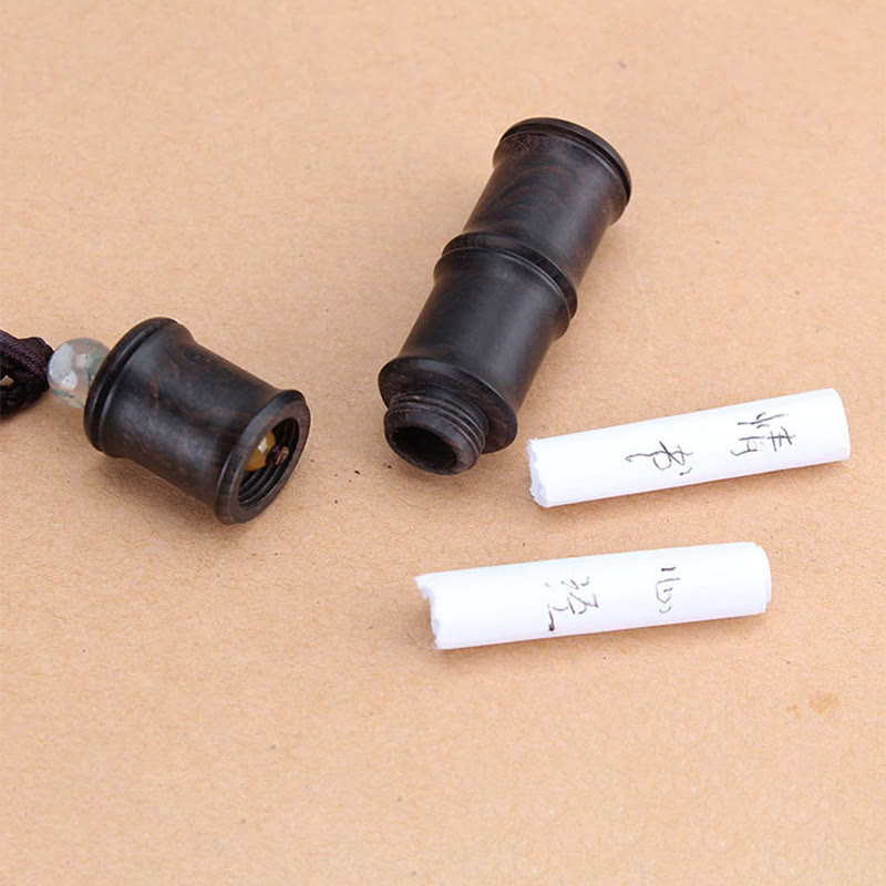 Ebony Wood Bamboo Pattern Ghau Prayer Box Peace Necklace Pendant - Image 5