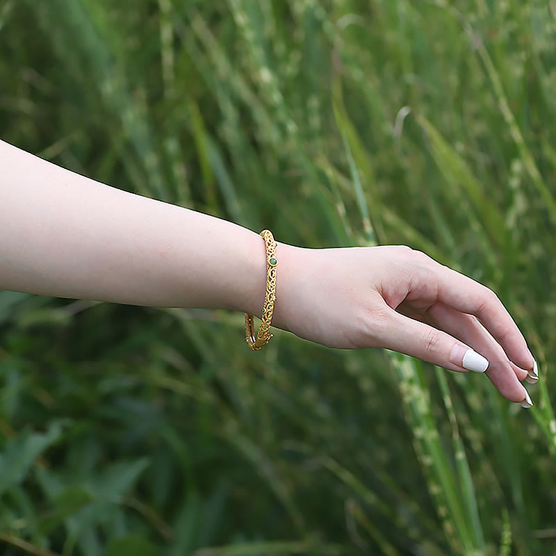 Cyan Jade Copper Auspicious Clouds Calm Healing Bracelet Bangle - Image 12
