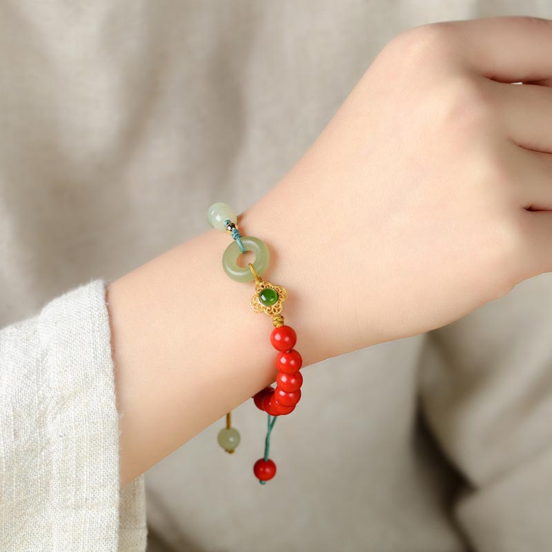 Natural Cinnabar Jade Blessing Bracelet - Image 4
