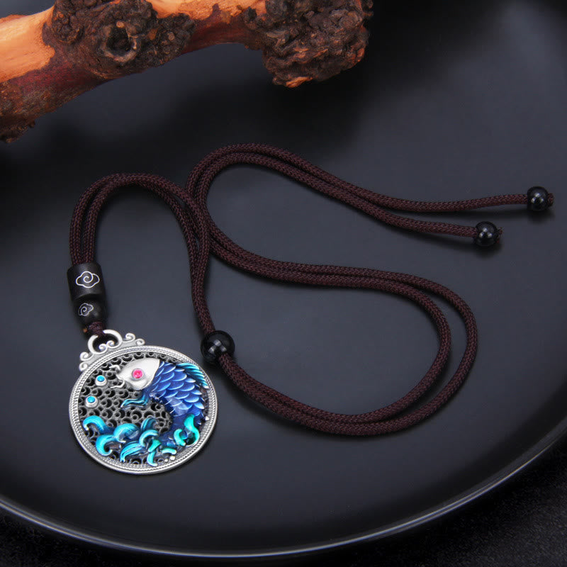 999 Sterling Silver Luck Koi Fish Success Prosperity Necklace Pendant - Image 4