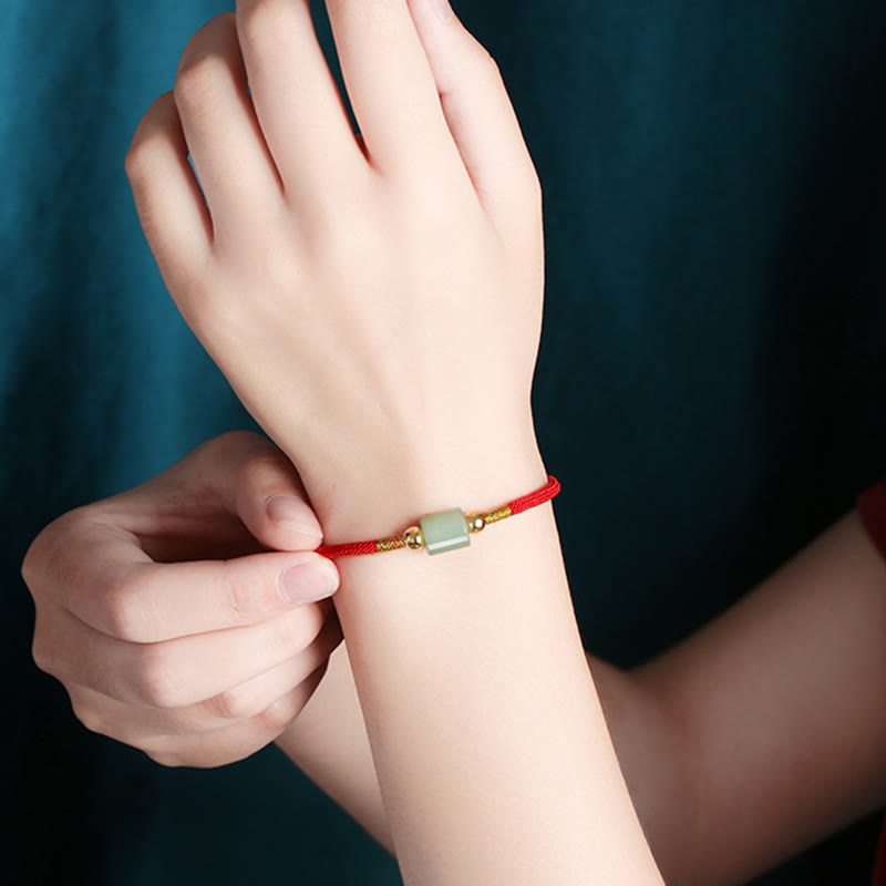 Tibet Handmade Green Aventurine Red Stone Malachite Luck Protection Braided Rope Bracelet - Image 5