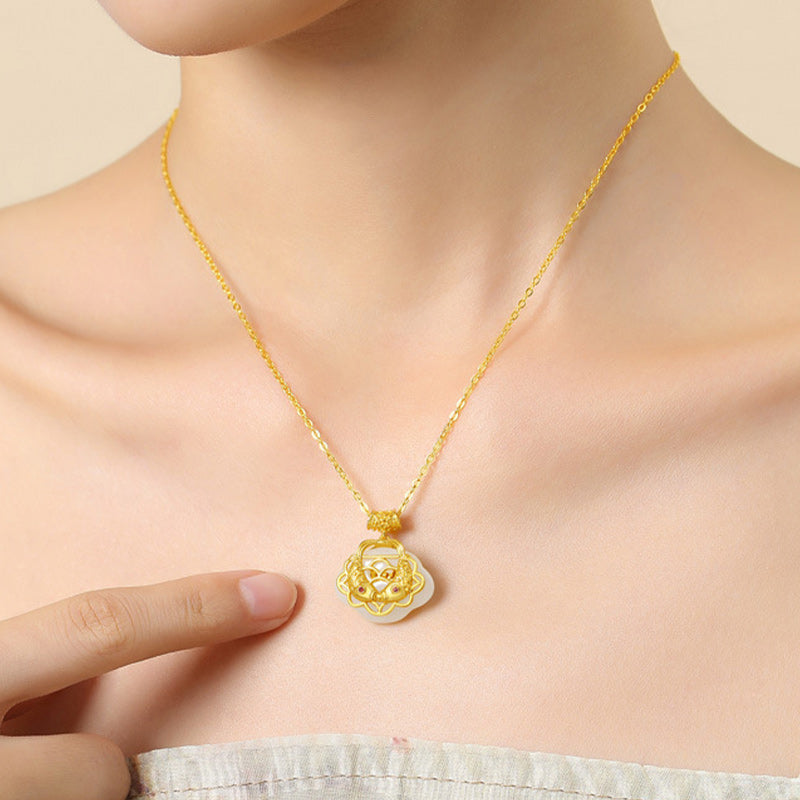 925 Sterling Silver Natural Hetian Jade Koi Fish Wealth Necklace Pendant - Image 11