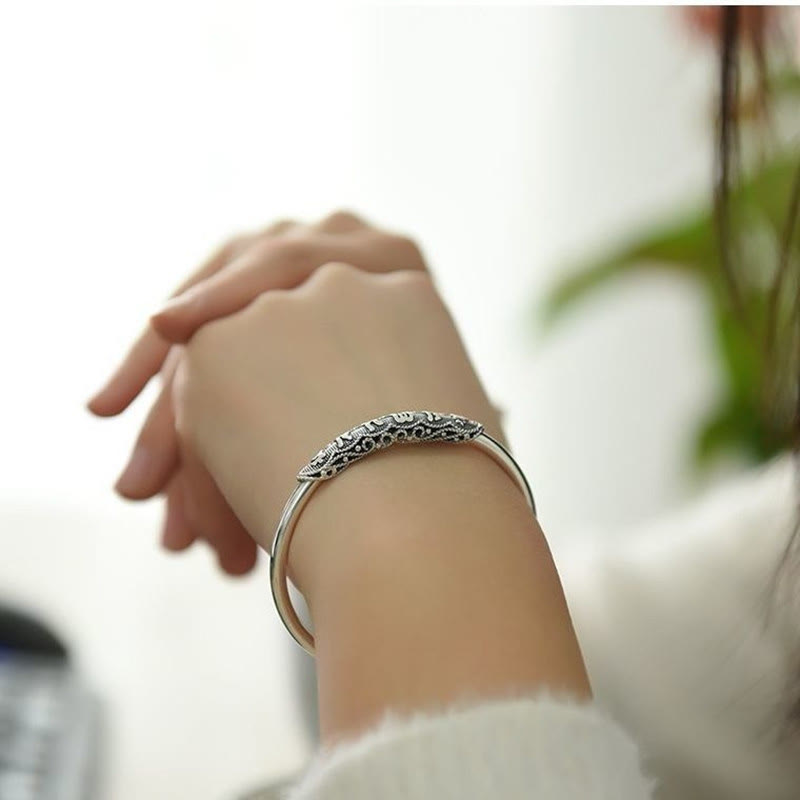 Om Mani Padme Hum Engraved Peace Cuff Bracelet Bangle - Image 5