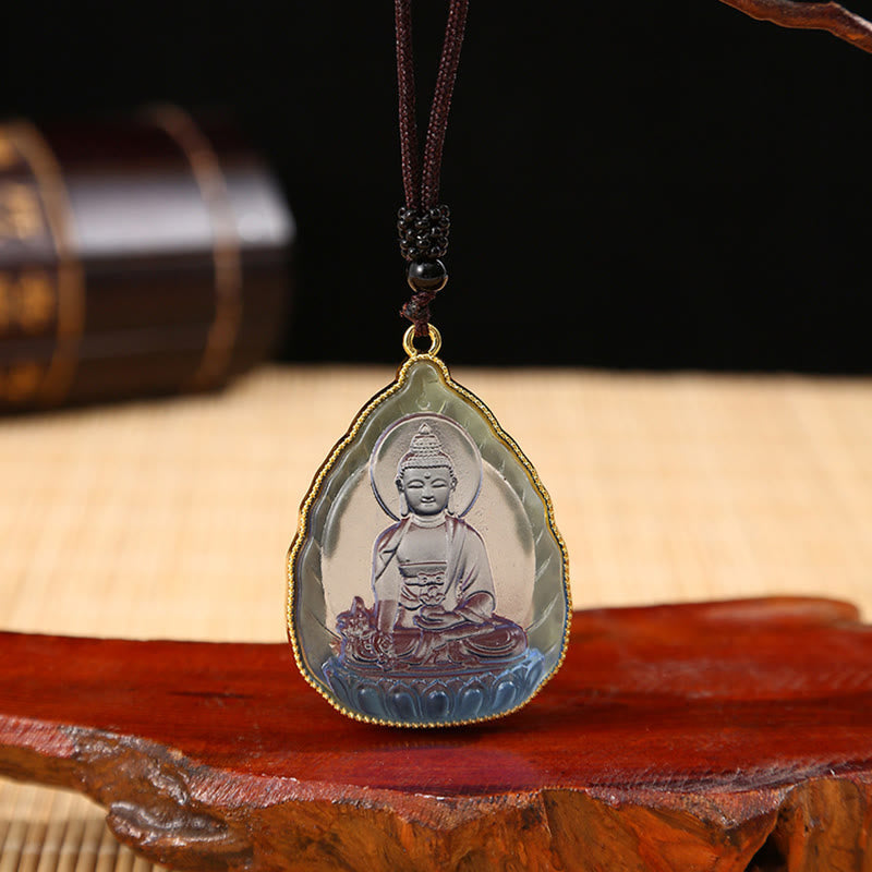 Tibetan Buddha Liuli Crystal Serenity Necklace Pendant - Image 9
