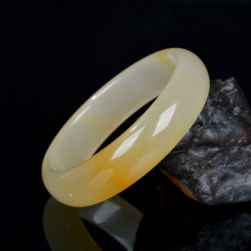 Natural Golden Silk Jade Luck Wealth Bracelet Bangle - Image 2