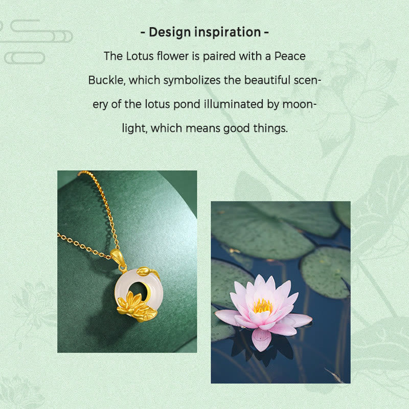 Natural White Chalcedony Peace Buckle Lotus Pendant S925 Sterling Silver Necklace - Image 8