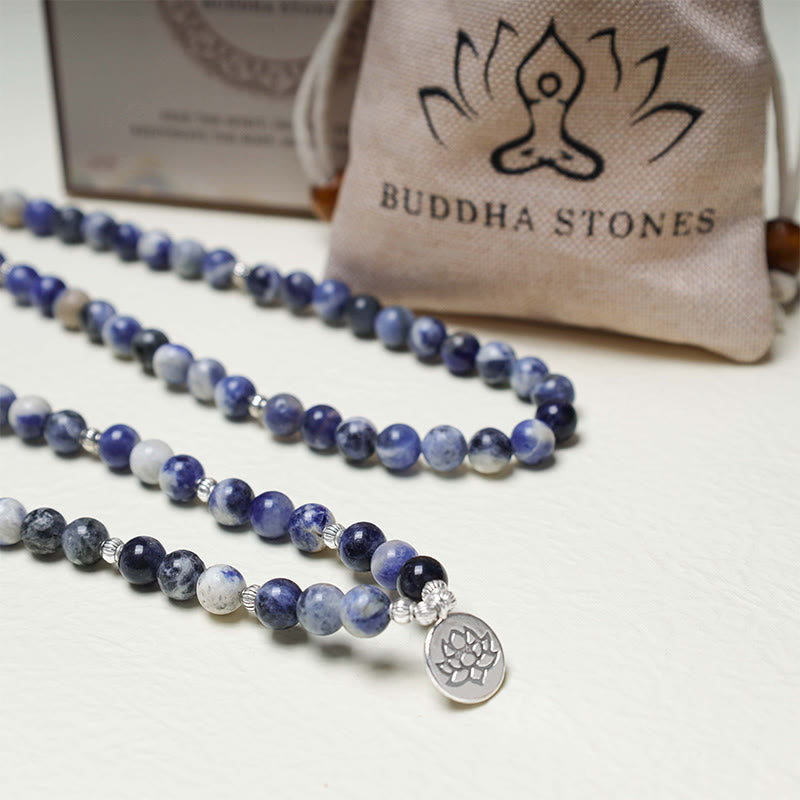 Natural Blue Aventurine Lotus Peace Necklace Bracelet - Image 5