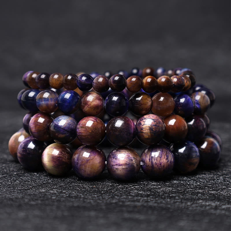 Natural Purple Tiger Eye Protection Strength Bracelet - Image 13