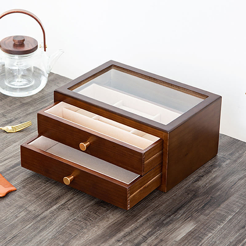 Retro Solid Wood Jewelry Box Jewelry Storage Box With Drawer - Image 9