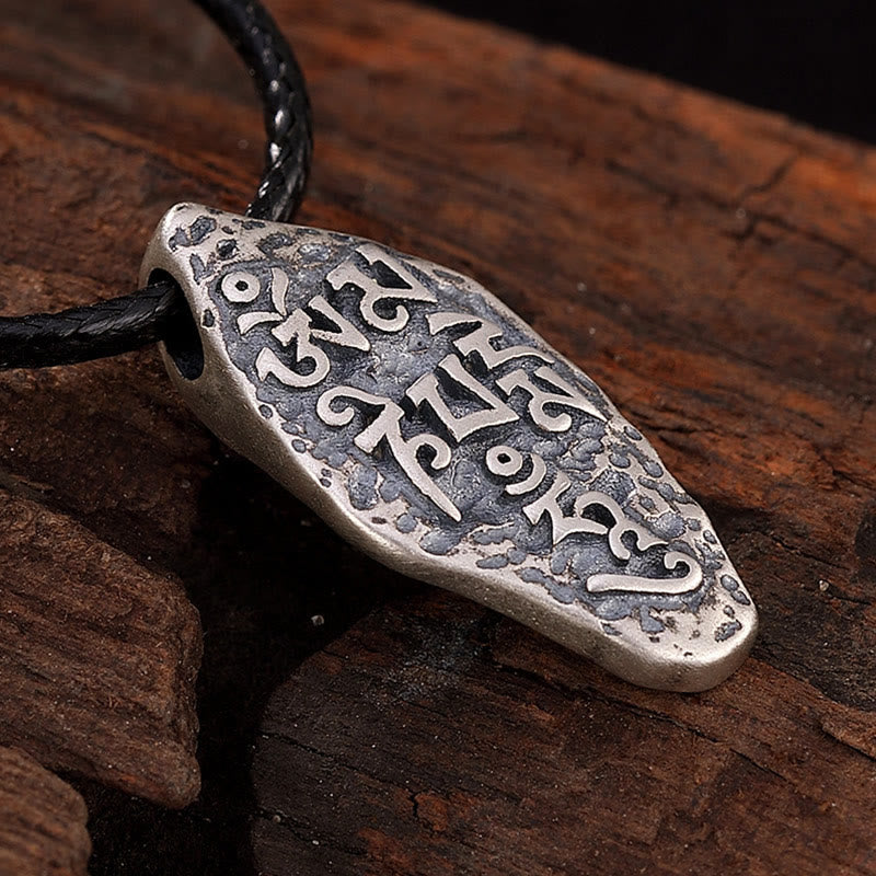 Tibetan 925 Sterling Silver Om Mani Padme Hum Dorje Vajra Engraved Strength Necklace Pendant - Image 3