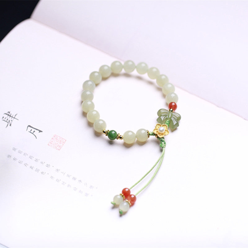 925 Sterling Silver Jade Luck Flower Butterfly Bracelet - Image 8