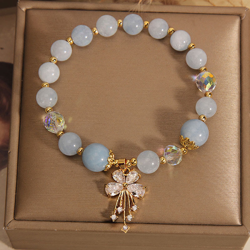 Aquamarine Pink Crystal Healing Zircon Butterfly Charm Bracelet - Image 6