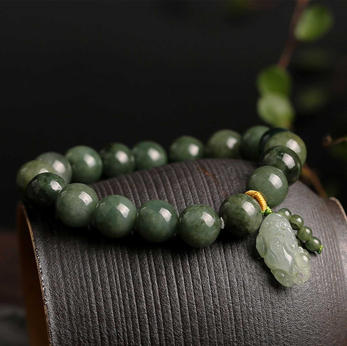 Green Jade Bracelet with Pixiu - Invite Wealth & Calming Energies - Image 4