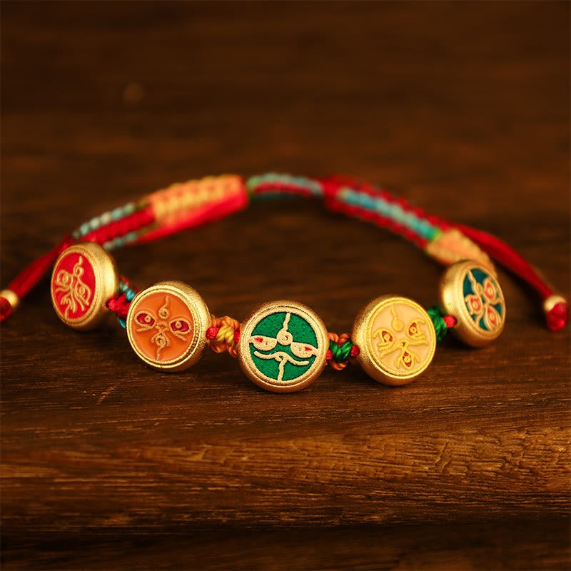 Tibetan Five God Of Wealth Colorful Rope Braided Luck Bracelet