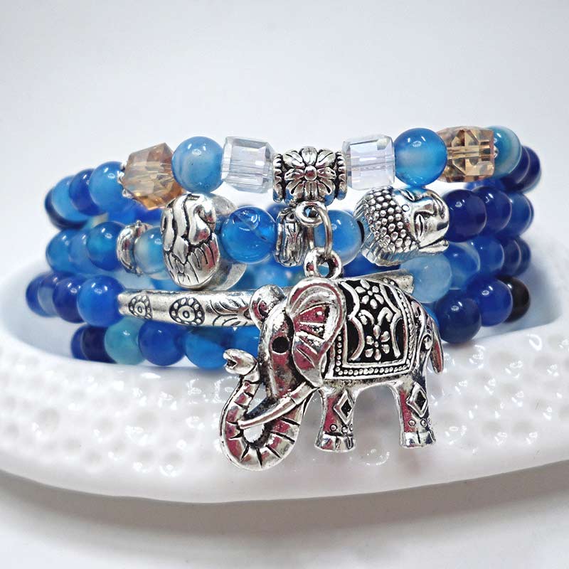 Natural Agate Elephant Buddha Hope Bracelet - Image 4